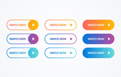 Watch now colorful button set on white background vector