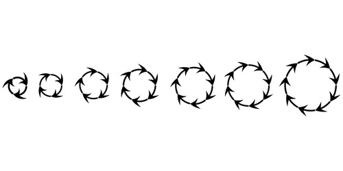 circular arrows chart icon set cursor vector image