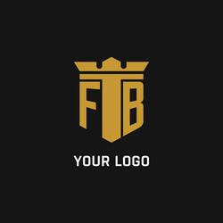fb initial logo with shield and crown style vector image