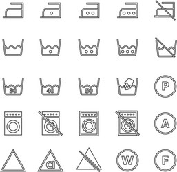 Laundry line icons on white background vector