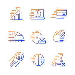 moving objects gradient linear icons set vector image