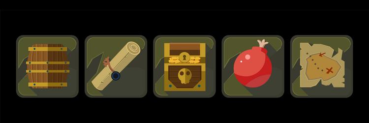pirate icons and web game object frames set vector image