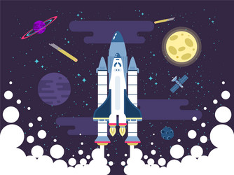 rocket flies in outer space vector image