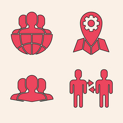 set project team base globe and people location vector image