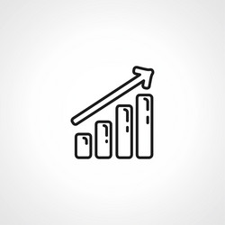 bar chart line icon growing graph outline vector image