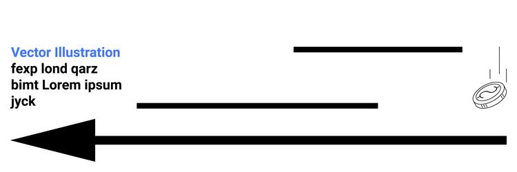 black arrow pointing left with lines of various vector image