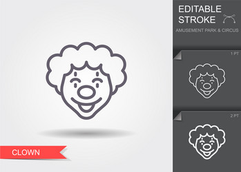 clown face line icon with editable stroke vector image