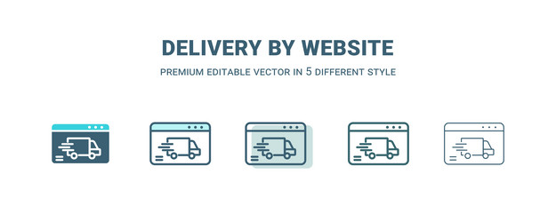 delivery by website icon in 5 different style vector image