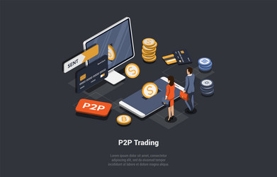 p2p peer to online platform for exchanging vector image