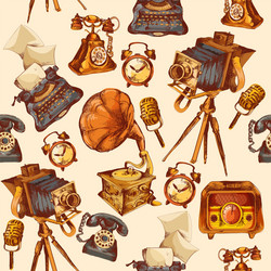 Retro Tech Seamless Pattern vector image