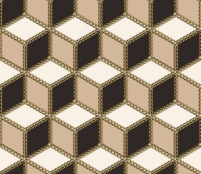 isometric cube pattern with golden chains vector image