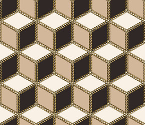 isometric cube pattern with golden chains vector