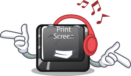 listening music button print screen isolated vector image