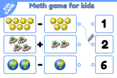 math game count space objects and choose number vector image