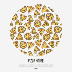 pizza concept in circle with thin line icons vector