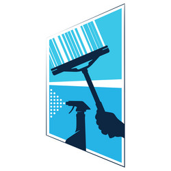 scraper in hand and cleaning product window vector image
