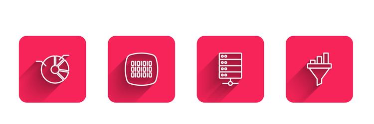 set line pie chart infographic binary code vector image