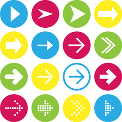 set of 16 right arrow icons buttons vector image
