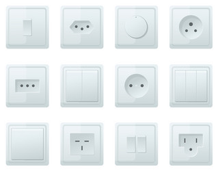 socket and switch various type electrical vector image