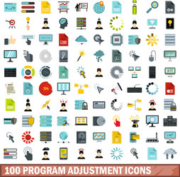 100 program adjustment icons set flat style vector image