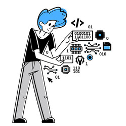 computer engineer in work outline programmer vector image