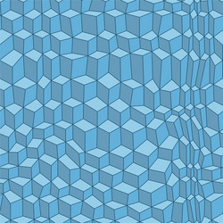 Distorted cubes 3d pattern blue seamless design vector