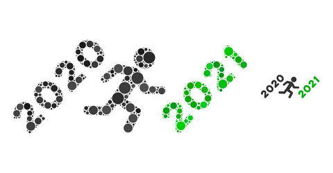 man run to 2021 mosaic round pixels vector image