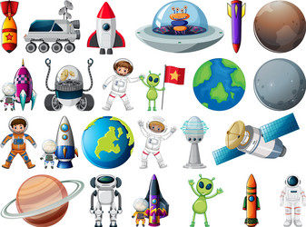 Space Objects and Elements Collection vector image