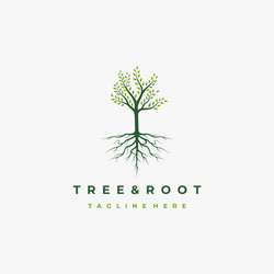 Vibrant tree logo design and root Royalty Free Vector Image