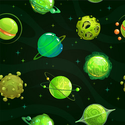 Cartoon dark green space planet galaxy fantasy Vector Image