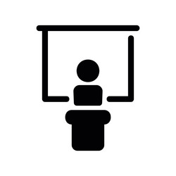 speaker standing at a lectern addressing audience vector image