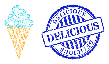 textured delicious stamp and network icecream web vector image
