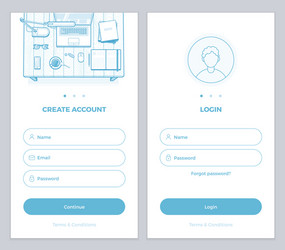 user account create and login pages vector image