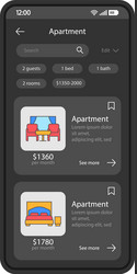 apartment booking app interface template vector image