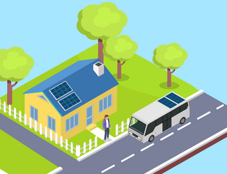 Eco friendly house energy saving technology vector