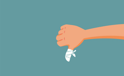 Injured hand showing thumbs down concept vector