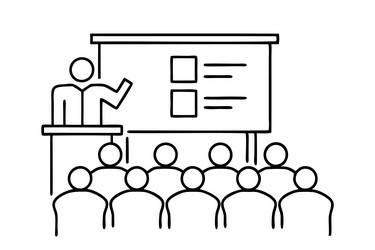 lecture featuring a speaker and listeners Vector Image