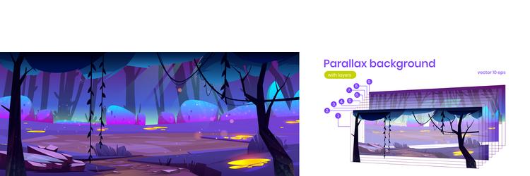 Magical Forest Parallax Background vector image