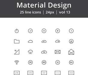 material design ui line icons vector image