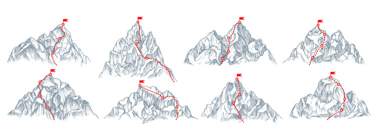 Mountain route set vector