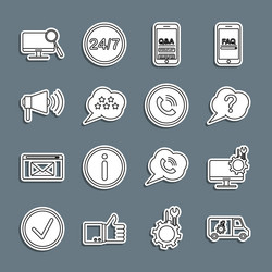 set line car service computer monitor speech vector image