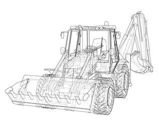 sketch of loading shovel with back actor vector image