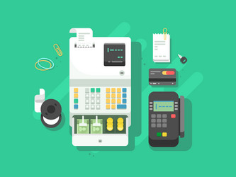 Cash machne and digital terminal for cards vector