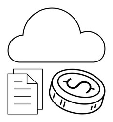 cloud computing concept with document and coin vector image