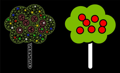 flare mesh wire frame apple tree icon with vector image