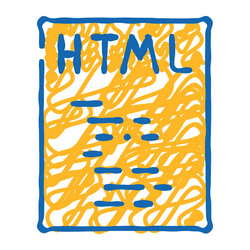 html file format document icon doodle vector image