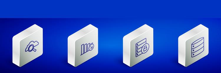 set isometric line search cloud computing vector image