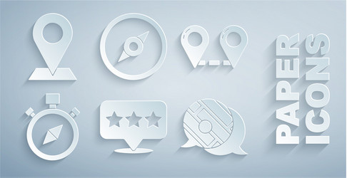 set map pointer with star route location compass vector image