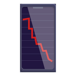 smartphone showing red graph going down depicting vector image
