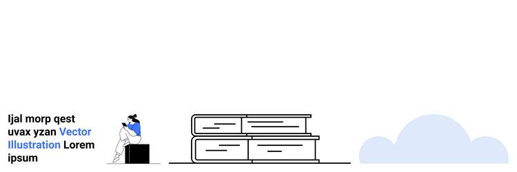 student studying with tablet beside stack of books vector image